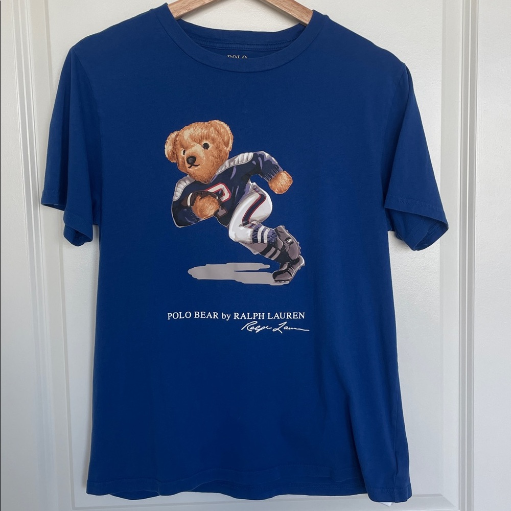 Ralph Lauren Blue Polo Bear Football Tee
